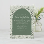 Rustic Sage Green Botanical Arch Photo Wedding 招待状 (スタンド正面)