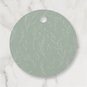 Rustic Sage Green Botanical Script Bridal Shower フェイバータグ (裏面)
