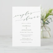 Rustic Sage Green Botanical Script Couples Shower 招待状 (スタンド正面)