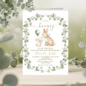 Rustic Sage Green Bunny Baby Shower Invitation 招待状