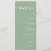 Rustic Sage Green Calligraphy Wedding Menu Cards メニュー (正面)