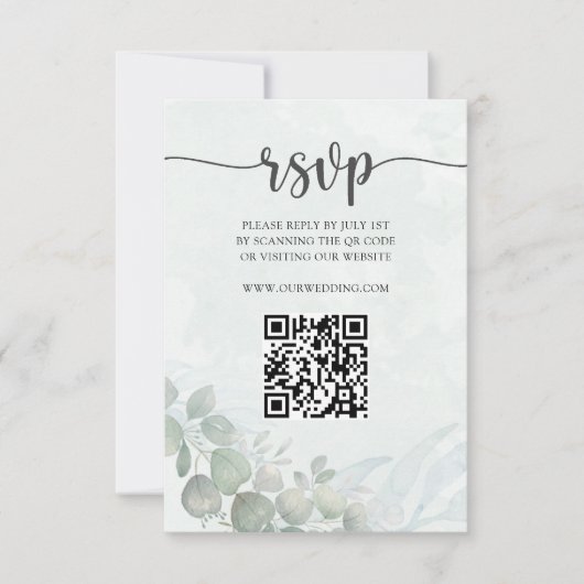 Rustic Sage Green Eucalyptus Wedding RSVP  (正面)