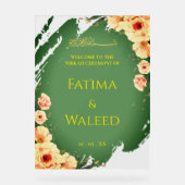 Rustic Sage Green Floral Muslim Nikah Welcome Sign アクリルサイン (正面)