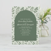 Rustic Sage Green Leaves Arch Photo Wedding 招待状 (スタンド正面)
