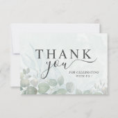 Rustic Sage Green Thank You Eucalyptus Wedding サンキューカード (正面)