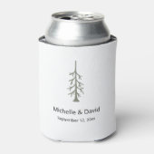 Rustic Sage Green Woodland Pine Tree Wedding  缶クーラー (缶正面)