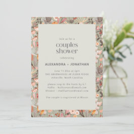 Rustic Sage Wildflower Botanical Couples Shower 招待状