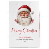 Rustic Santa Claus Traditional Red Green Gift Bag ミディアムペーパーバッグ (正面)