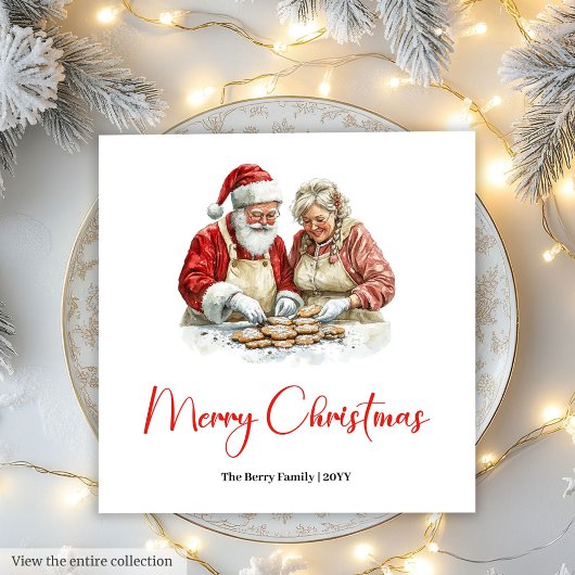 Rustic Santa Claus Vintage Festive Merry Napkins スタンダードランチョンナプキン
