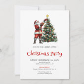 Rustic Santa Red Green Christmas Party Invitation 招待状 (正面)