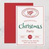 Rustic Santa Stamp Holiday Invitation | Vintage 招待状 (正面/裏面)