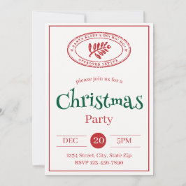 Rustic Santa Stamp Holiday Invitation | Vintage 招待状
