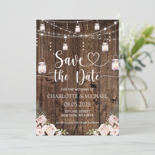 Rustic Save the Date Wedding 招待状 (スタンド正面)