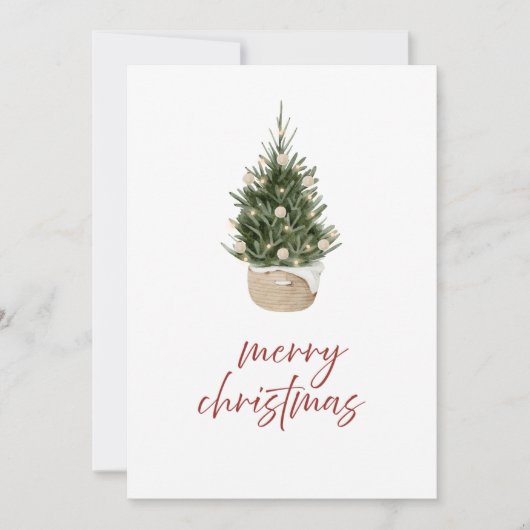 Rustic Scandi Christmas Tree Family Holiday Card 招待状 (正面)