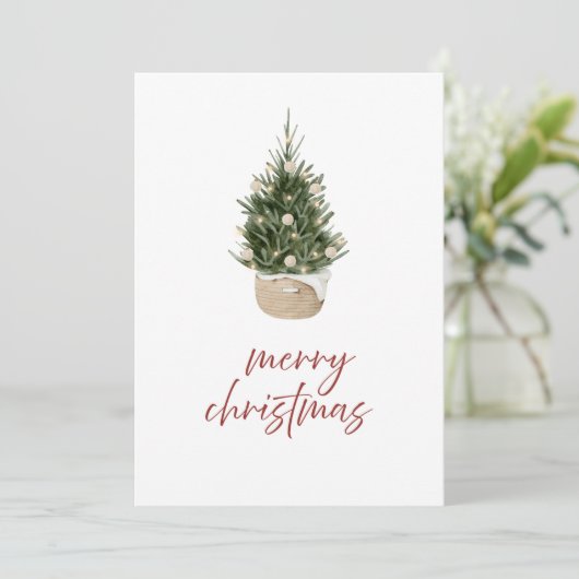 Rustic Scandi Christmas Tree Family Holiday Card 招待状 (スタンド正面)