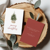 Rustic Scandi Christmas Tree Family Holiday Card 招待状