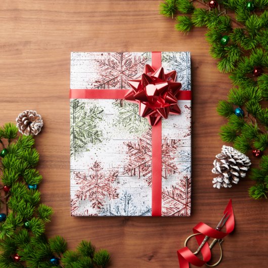 Rustic Scandinavian Snowflake ラッピングペーパー (クリスマスギフト)