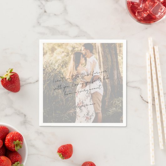 Rustic Script Love Note Photo Modern Wedding スタンダードカクテルナプキン (インサイチュ)