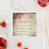 Rustic Script Red Floral Fun Facts Wedding  スタンダードカクテルナプキン (インサイチュ)