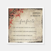 Rustic Script Red Floral Fun Facts Wedding  スタンダードカクテルナプキン (正面)