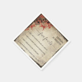 Rustic Script Red Floral Fun Facts Wedding  スタンダードカクテルナプキン (角)