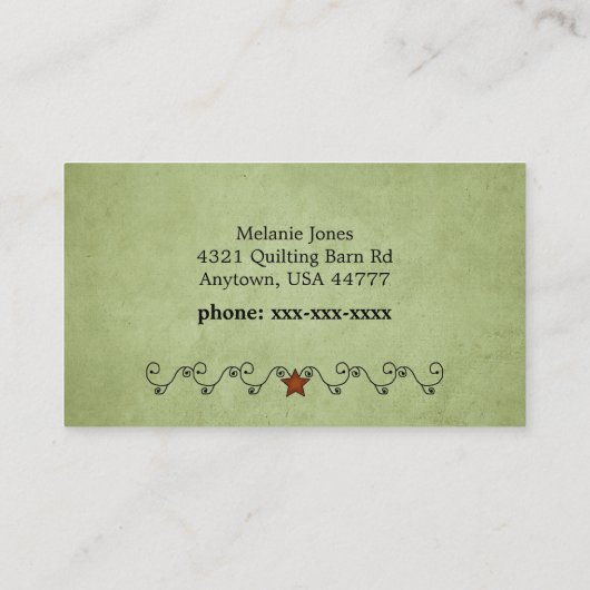 Rustic Sewing Arts on Green 名刺 (裏面)