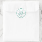 Rustic Sheep Lamb Logo Farm Field Green ラウンドシール (バッグ)
