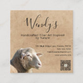 Rustic Sheep Wool Fiber Designer Business Card スクエア名刺 (正面)