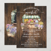 Rustic She's Fresh Off the Market Bridal Shower 招待状 (正面/裏面)