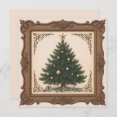 Rustic Simple Retro Trendy Christmas Tree  シーズンカード (正面/裏面)