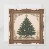 Rustic Simple Retro Trendy Christmas Tree シーズンカード (正面)