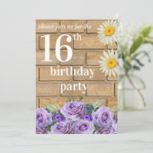 Rustic sixteen Birthday Invitatio String Wood 招待状 (スタンド正面)