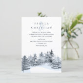 Rustic, Slate Gray Pine Trees Forest Wedding 招待状 (スタンド正面)