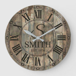 Rustic Smith Family wall Clock | Farmhouse Decor ラージ壁時計