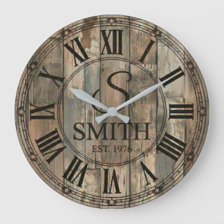 Rustic Smith Family wall Clock | Farmhouse Decor  ラージ壁時計
