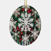 Rustic Snowflake Silhouettes Ceramic Circle セラミックオーナメント (右)