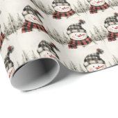 Rustic Snowman Plaid Christmas Personalized ラッピングペーパー (ロールコーナー)