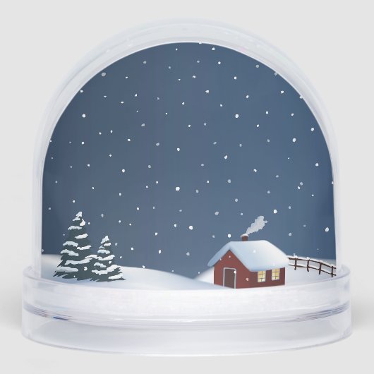 Rustic Snowy Cabin Scene Snow Globe (正面)