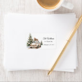 Rustic Snowy Christmas Address Label ラベル (インサイチュ)