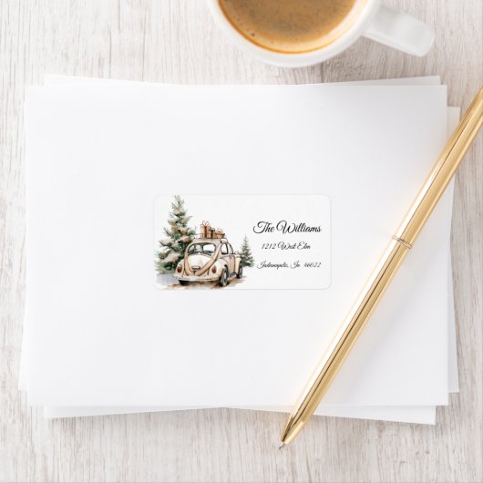 Rustic Snowy Christmas Address Label ラベル (インサイチュ)