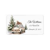 Rustic Snowy Christmas Address Label ラベル (正面)
