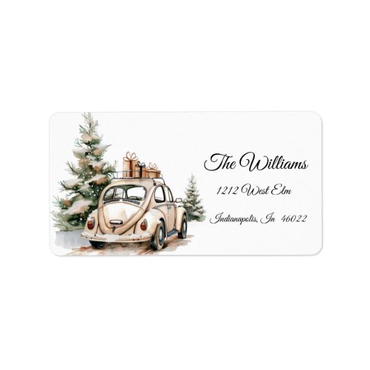 Rustic Snowy Christmas Address Label ラベル (正面)