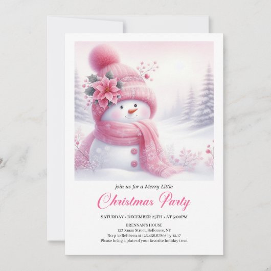 Rustic Snowy Forest Kids Printable Christmas  招待状 (正面)