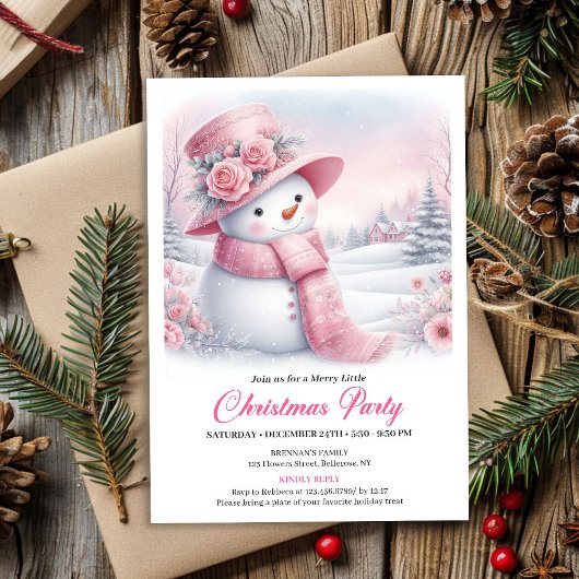 Rustic Snowy Forest Kids Printable Christmas  招待状