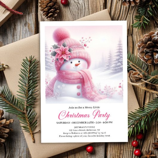 Rustic Snowy Forest Kids Printable Christmas  招待状