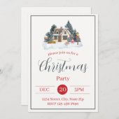 Rustic Snowy House Holiday Invitation | Winter 招待状 (正面/裏面)