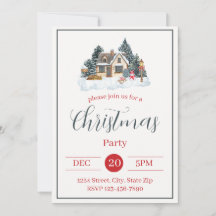 Rustic Snowy House Holiday Invitation | Winter