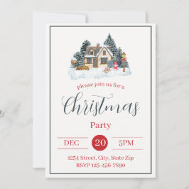 Rustic Snowy House Holiday Invitation | Winter 招待状