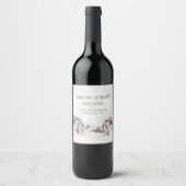 Rustic Snowy Mountain Forest Wedding Wine Label ワインラベル (正面)