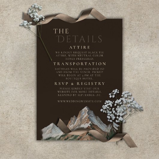 Rustic Snowy Mountain Landscape Watercolor Wedding エンクロージャーカード